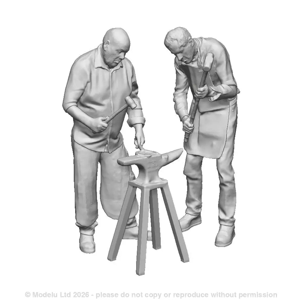 1367 Farrier and Striker Forging a Shoe