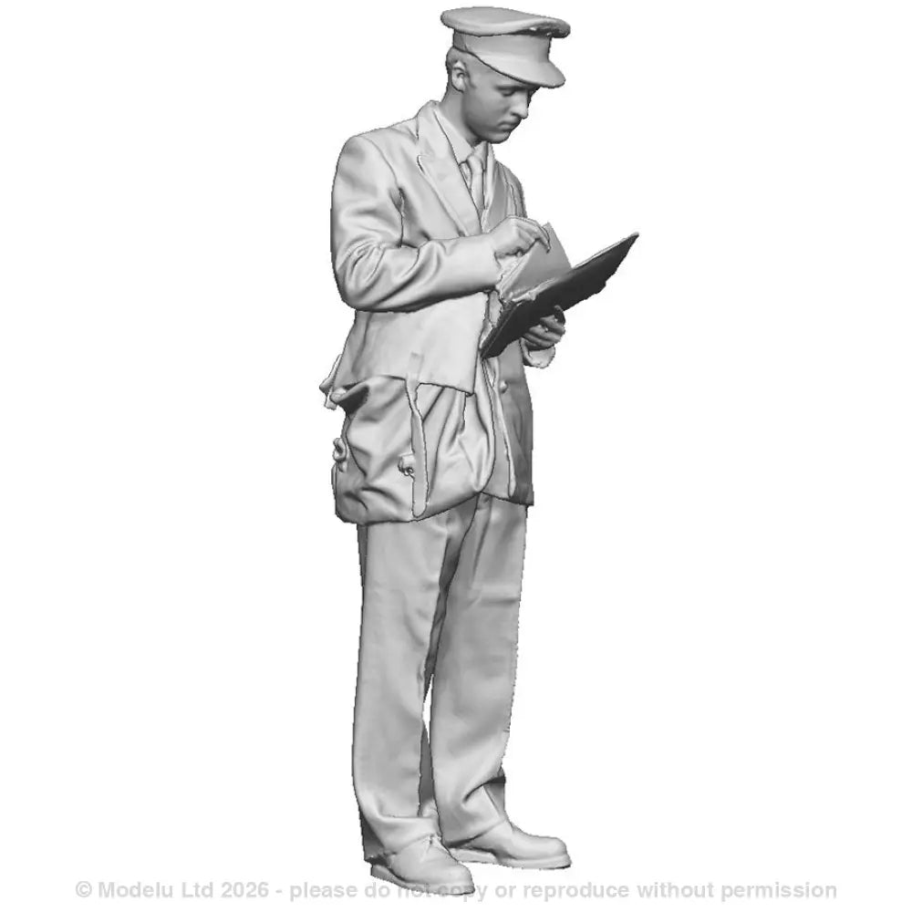 A postman checking mail