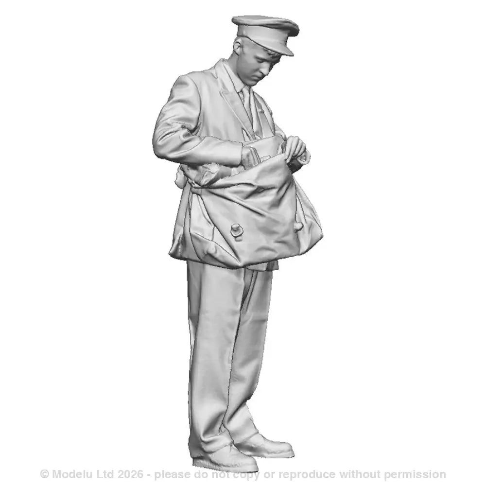 A postman checking his post bag