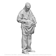 A postman checking his post bag