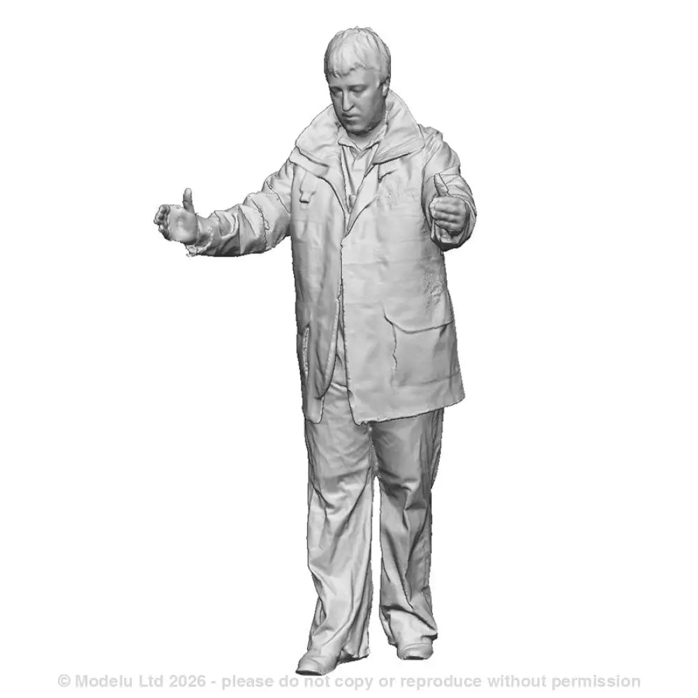 A Royal Mail worker pushing a trolley (not included)