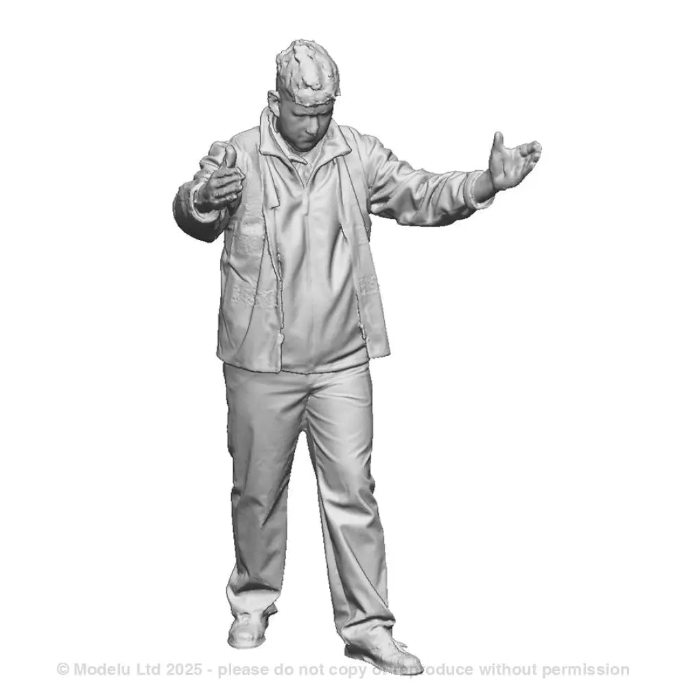 A Royal Mail worker pushing a trolley (not included)