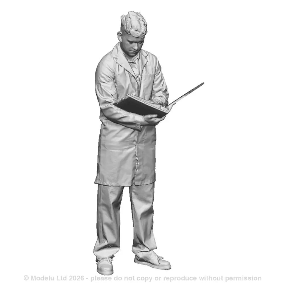 A Royal Mail worker checking paperwork