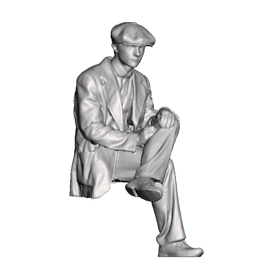A workman seated