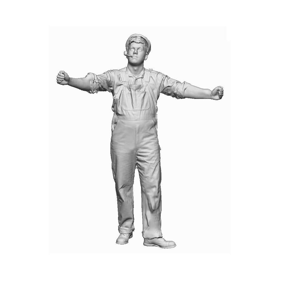A workman with sheet of wood