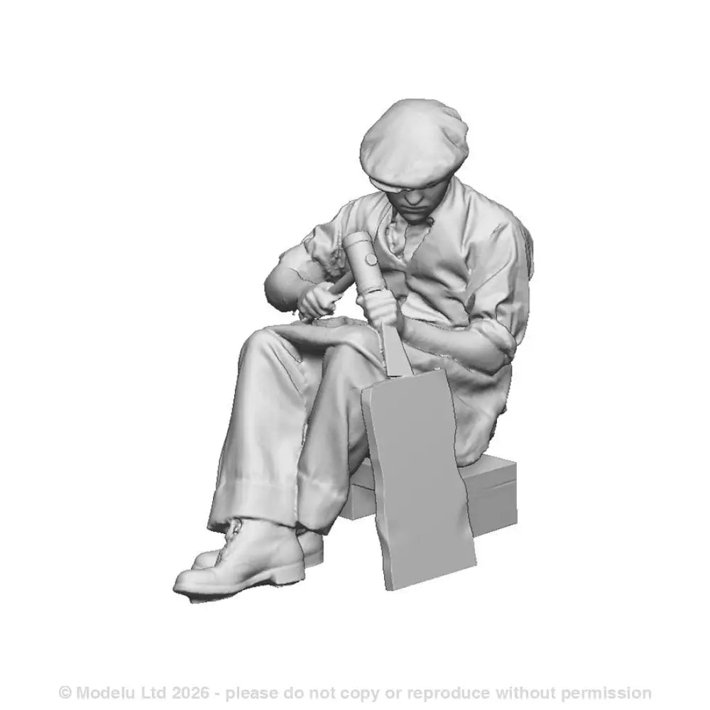 A seated slate splitter