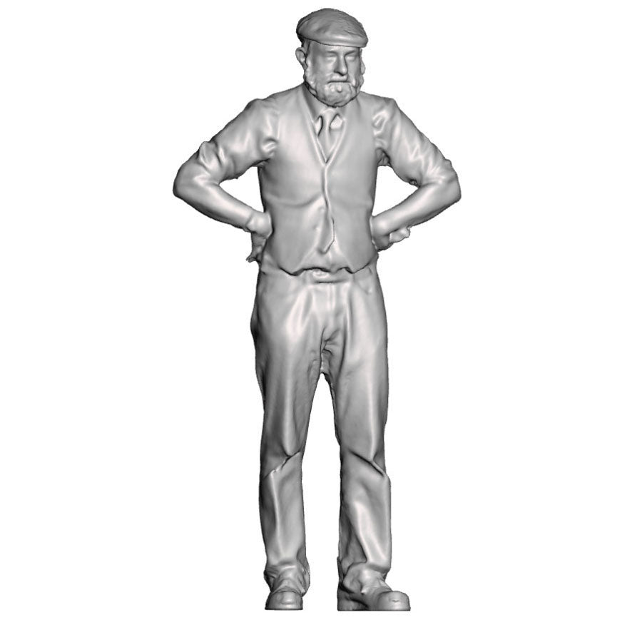 A workman with hands on hips