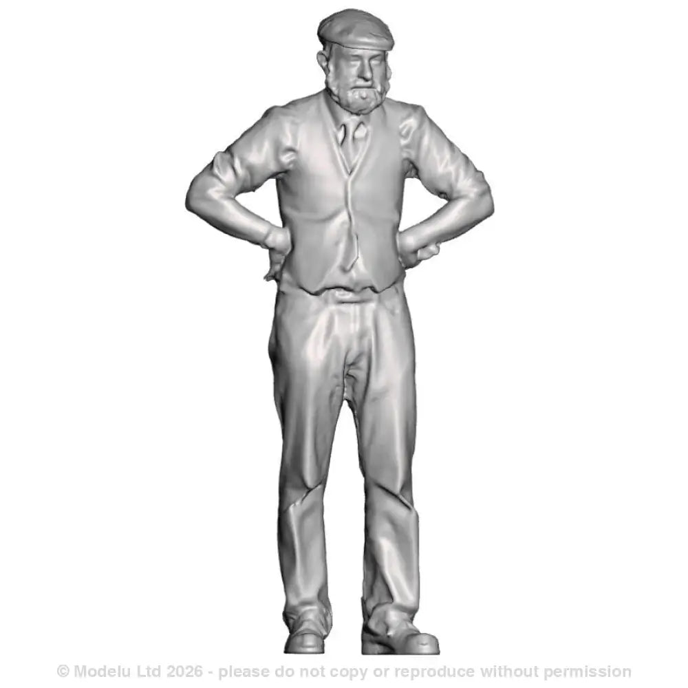 A workman with hands on hips