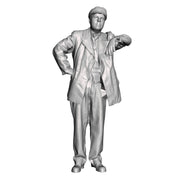 A workman leaning