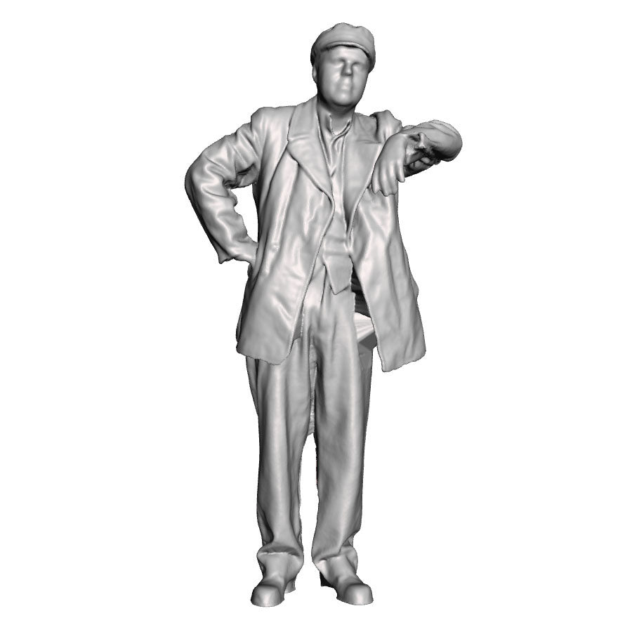 A workman leaning