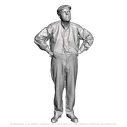 A workman with hands on hips