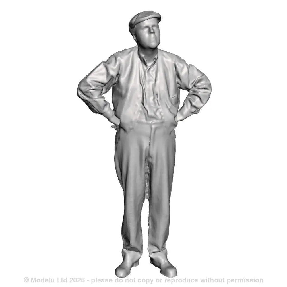 A workman with hands on hips