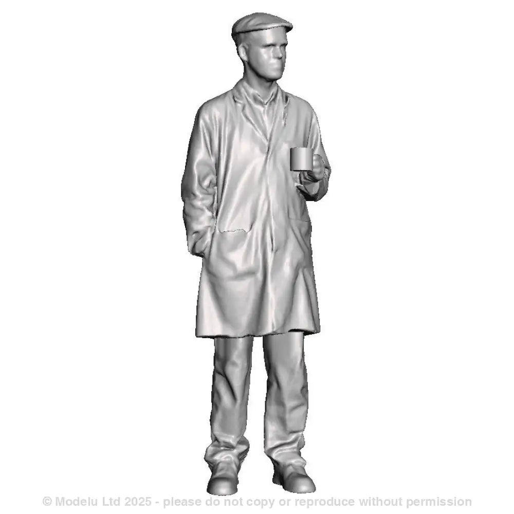 A fitter with mug of tea