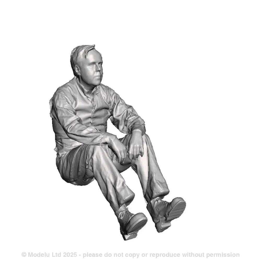 A workman seated