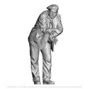 A loco crew man wearing berret leaning