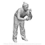 Crew leaning on rail with pipe