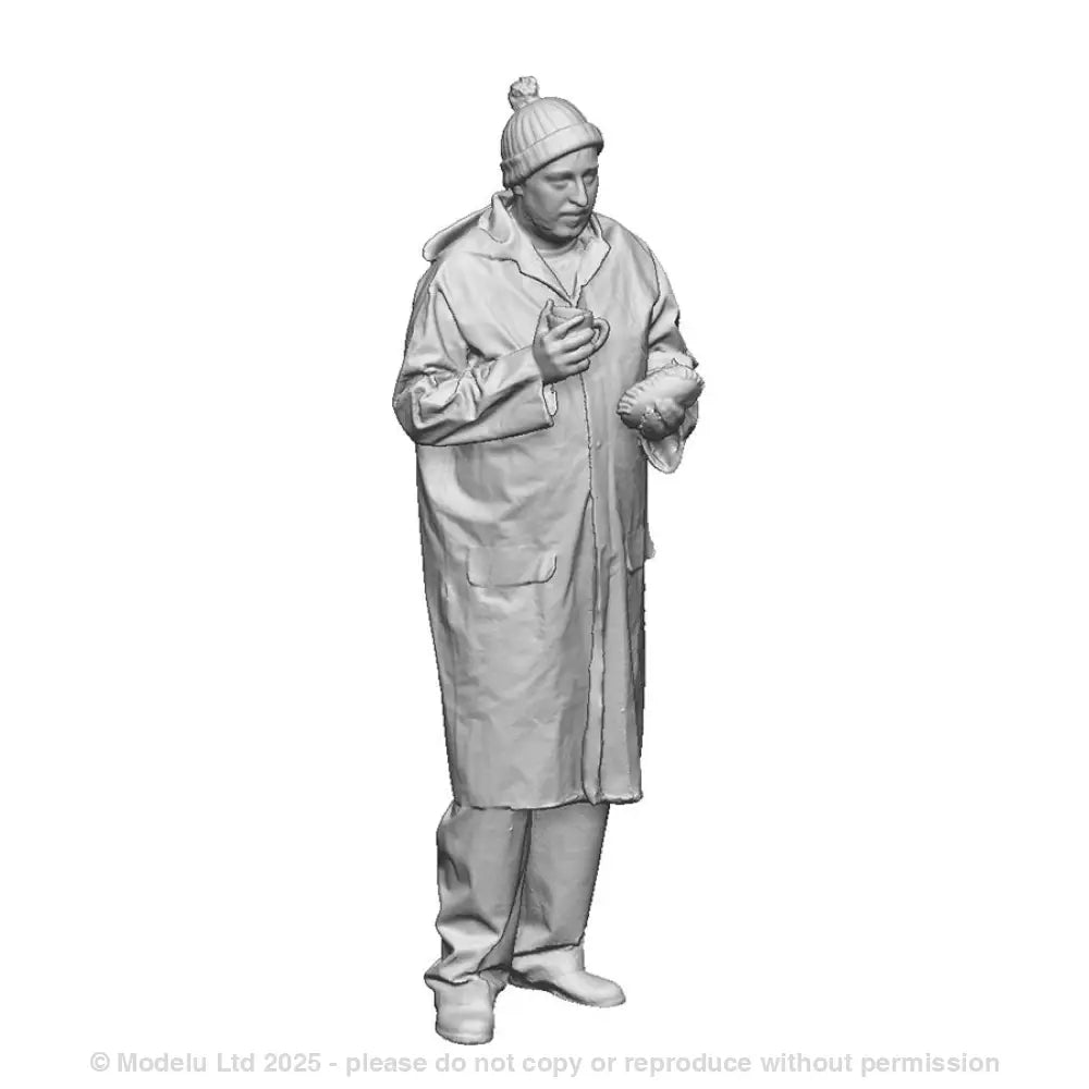 Crew with drink and pasty