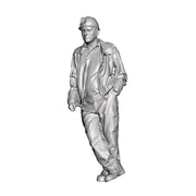 A miner leaning