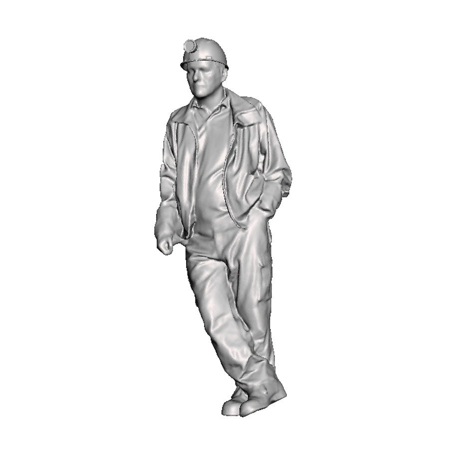 A miner leaning