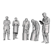 A set of 5 creamery workers including workers rolling churns, a tester and a supervisor