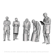 A set of 5 creamery workers including workers rolling churns, a tester and a supervisor