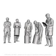 A set of 5 creamery workers including workers rolling churns, a tester and a supervisor