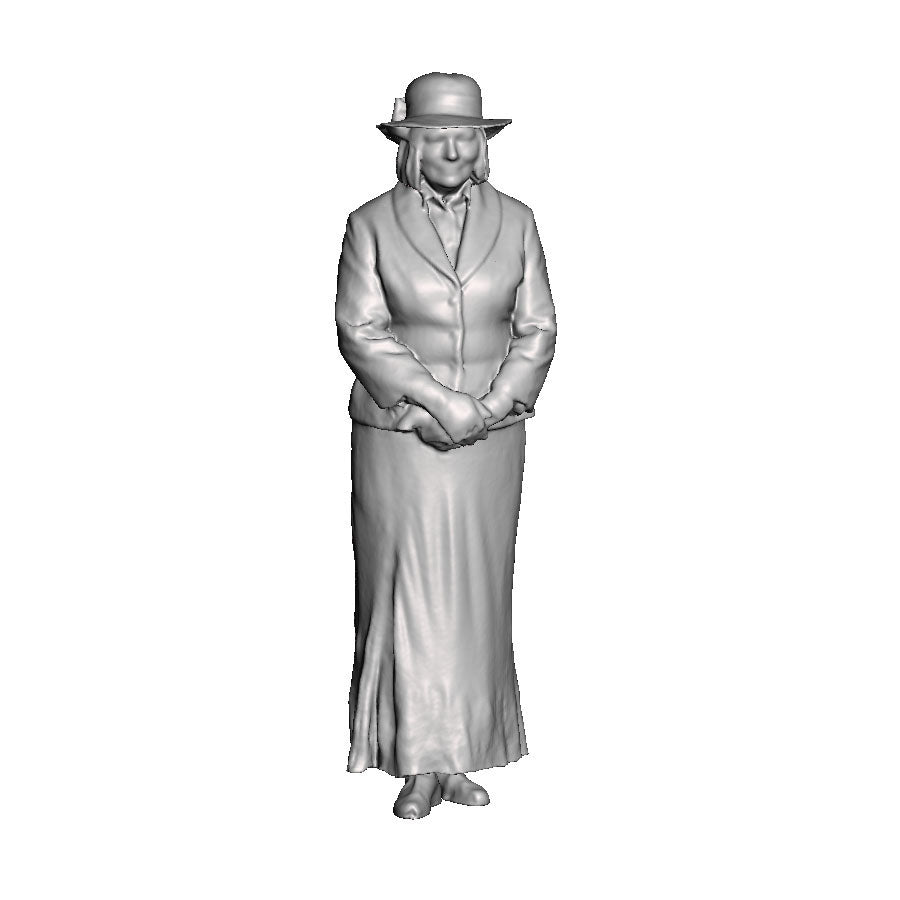 A female figure with purse