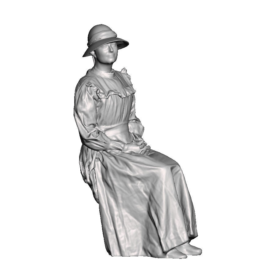 A female figure seated