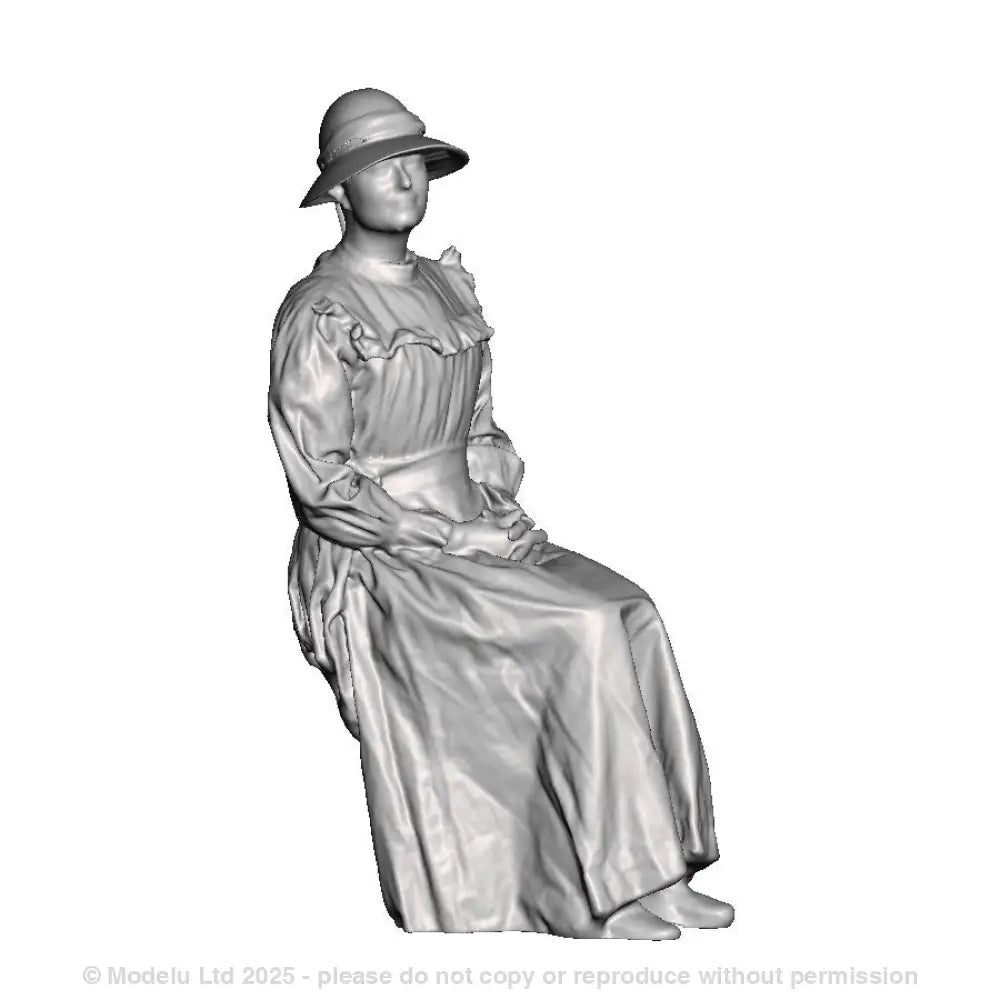 A female figure seated