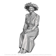 A female figure in large hat seated