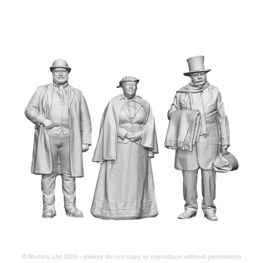A set of 3 Victorian people including two male figures and one female