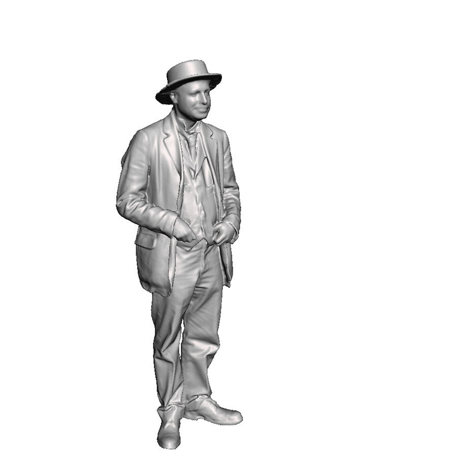An Edwardian man wearing a boater hat
