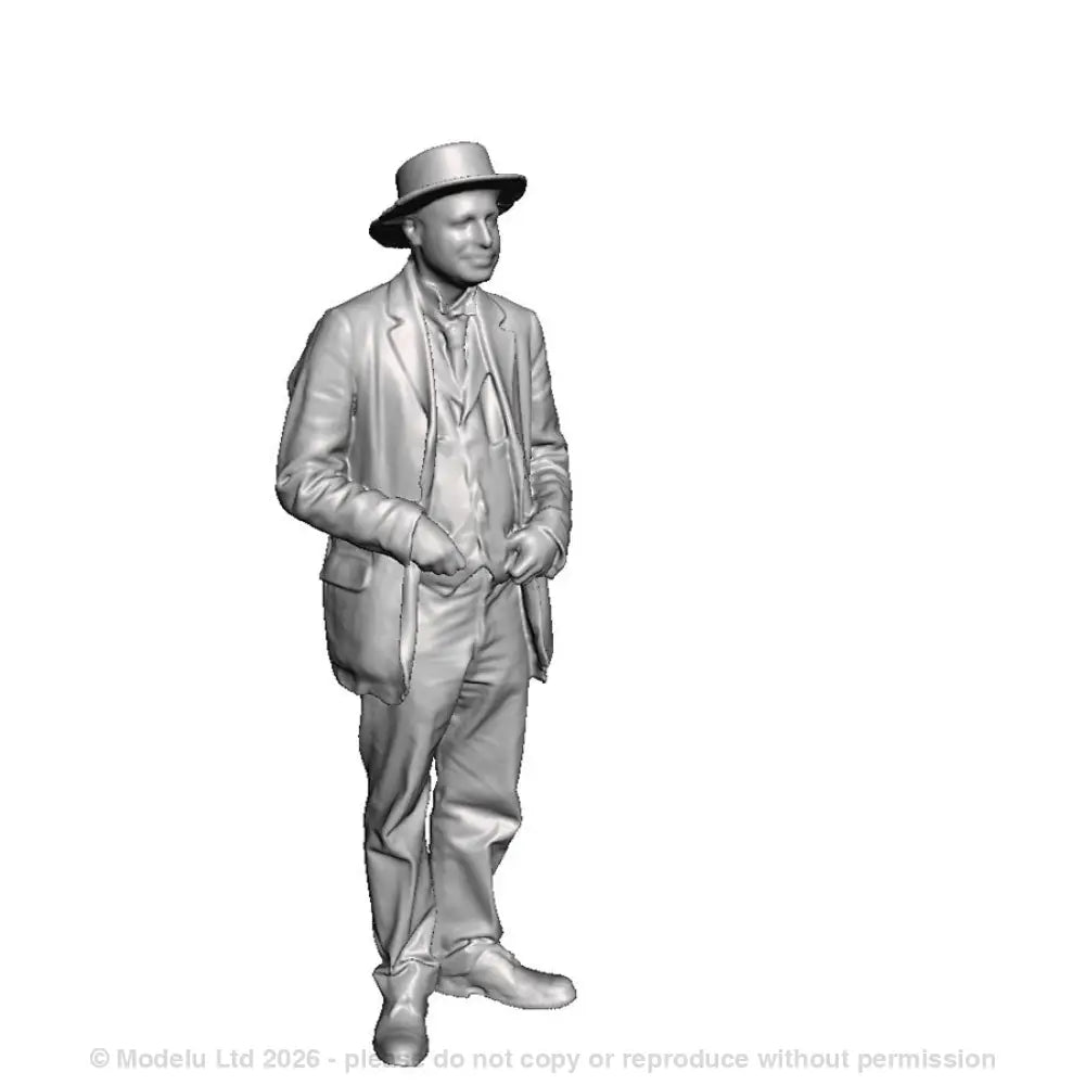 An Edwardian man wearing a boater hat