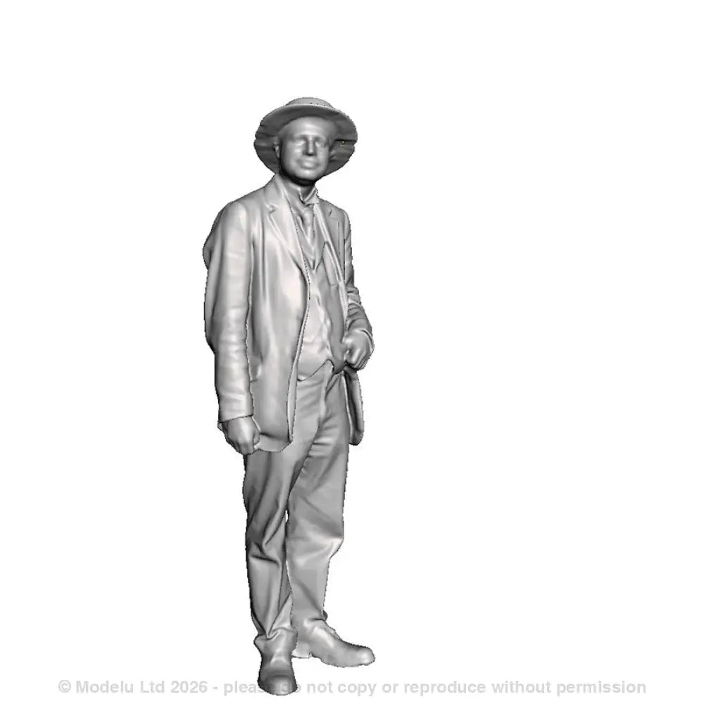 An Edwardian man wearing a boater hat