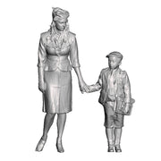 A female figure with a boy