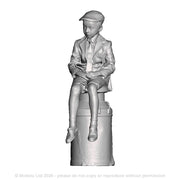 A boy sat on a milk churn