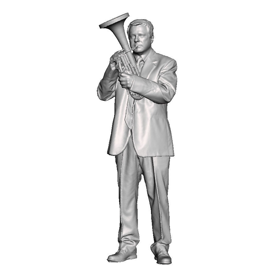 A male tenor horn player