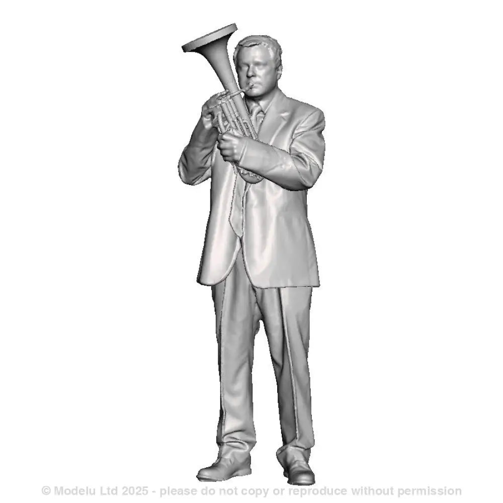 A male tenor horn player