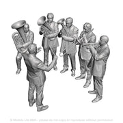 A brass band figure pack consisting of 6 figures playing various instruments