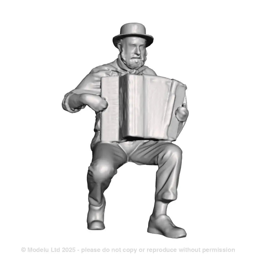 A male accordion player seated