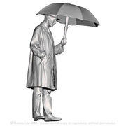 A male figure with umbrella