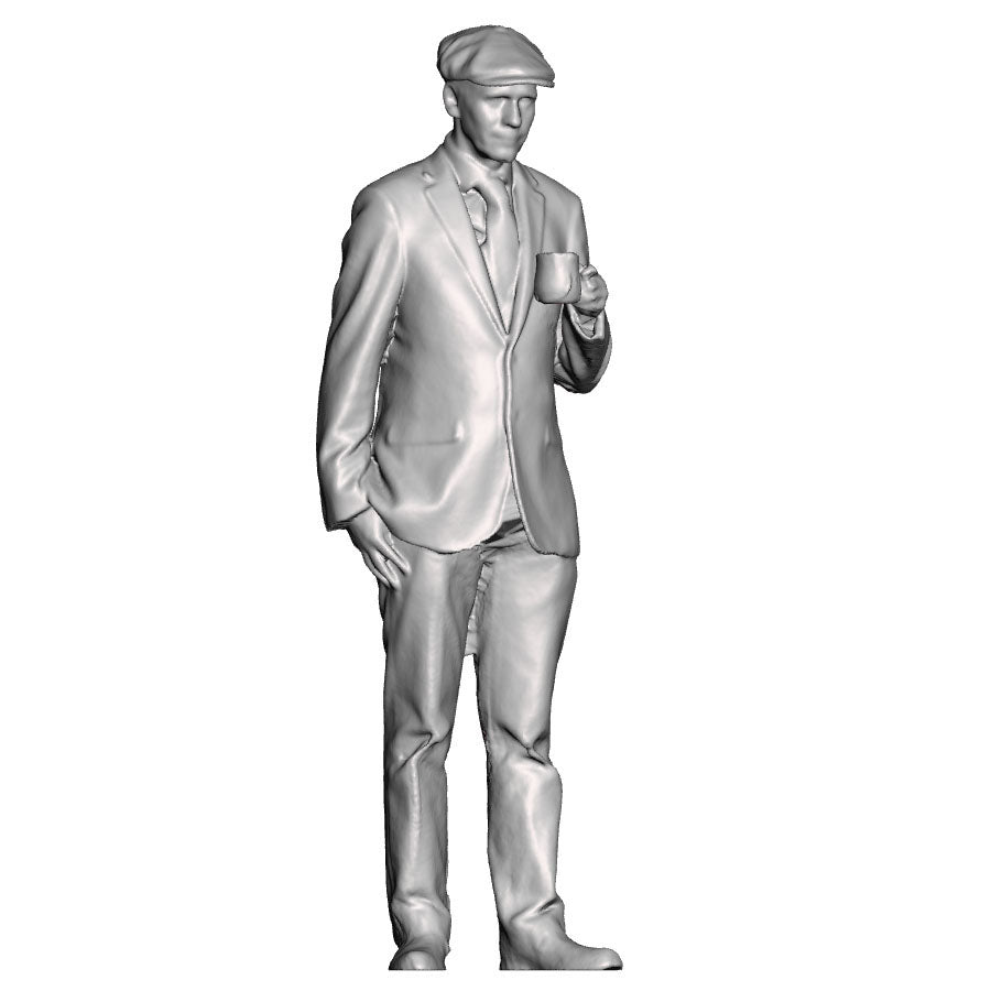 A male figure with a mug