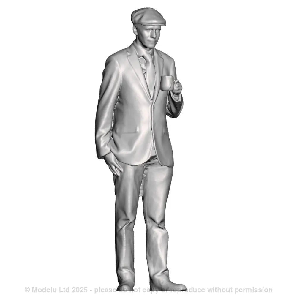 A male figure with a mug