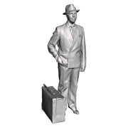 A male figure with suitcase