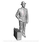 A male figure with suitcase