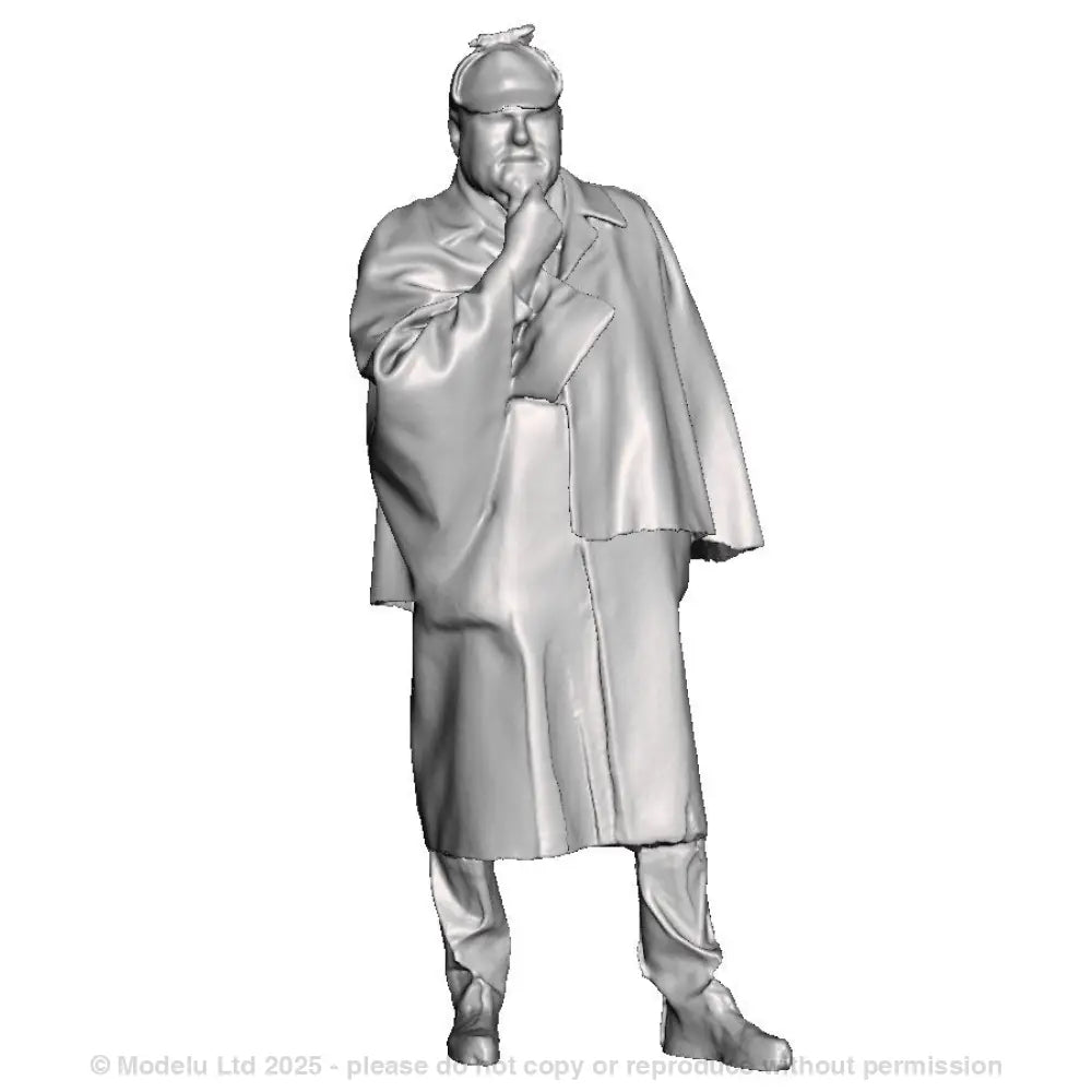 A male figure wearing cape and deer stalker