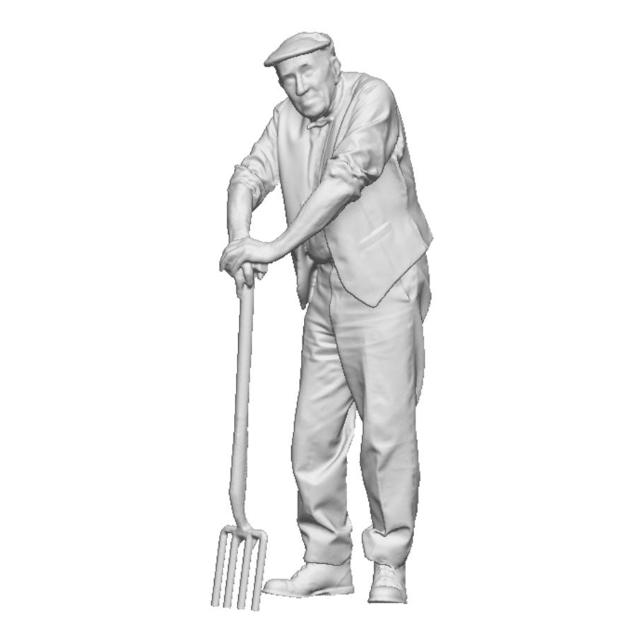 A male gardener with fork