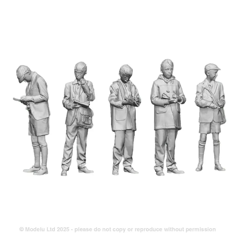 A set of 5 young trainspotters