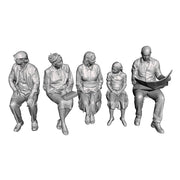 A set of 5 seated passengers