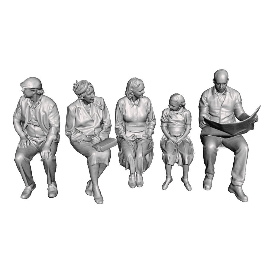 A set of 5 seated passengers